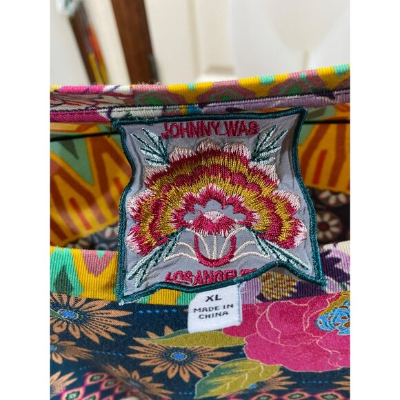 Johnny Was Maggie Crewneck Swing T-Shirt Multicolor Floral Patchwork Print XL - Picture 4 of 9